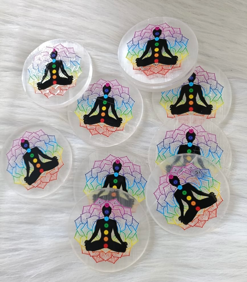 Celenite chakra plate