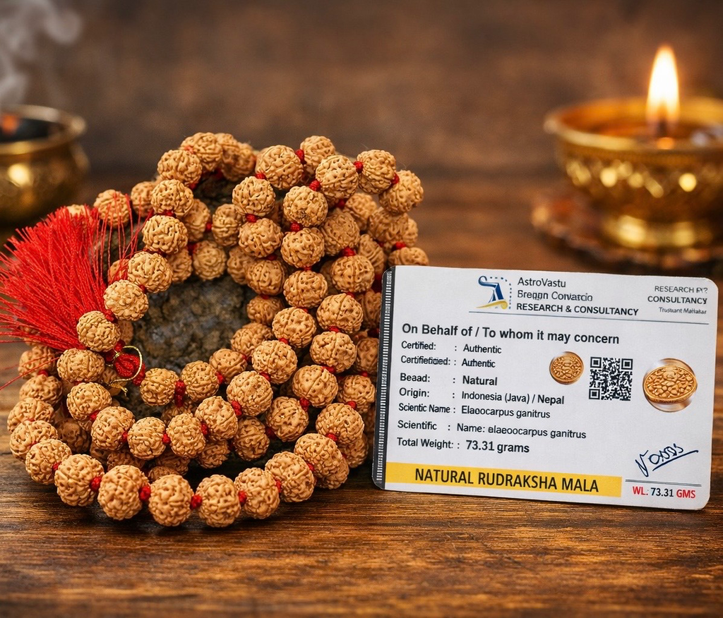 Natural 5 Mukhi Rudraksha Mala (109) Beads Japa Mala